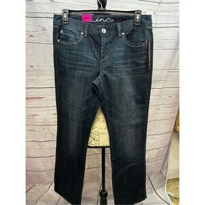 INC International Concepts Womens Boot Leg Jeans Indigo Dark Wash Size 14 NEW